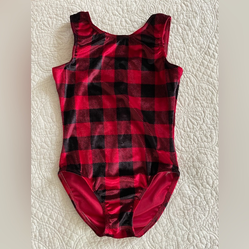 Destira Plaid Red and Black Gymnastics Leotard CM